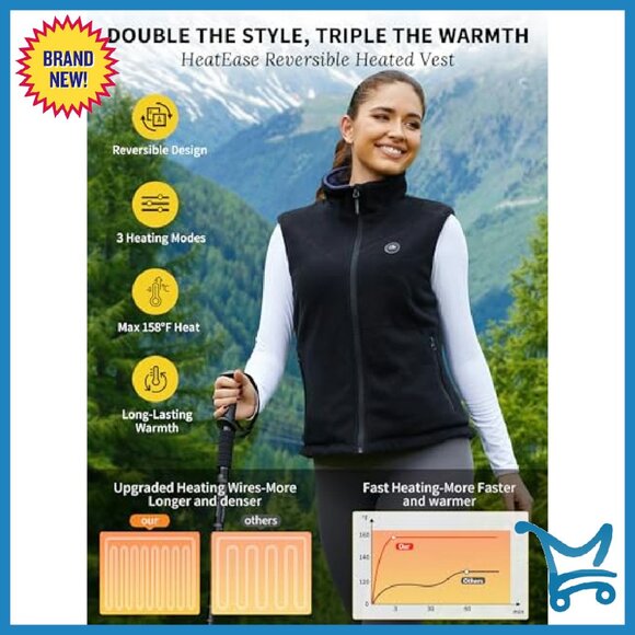 Reversible Heated Fleece Vest with Battery Pack for Outdoor Activities - Picture 4 of 8